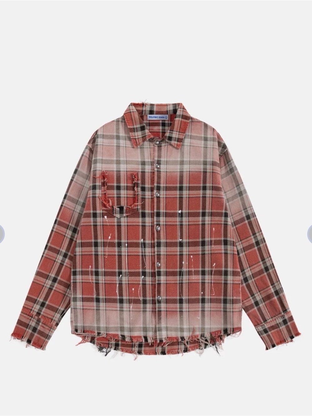 AELFRIC EDEN PLAID DISTRESSED LONG SLEEVE SHIRT